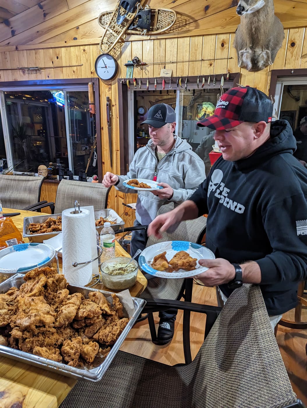 Trays of fresh fried fish
